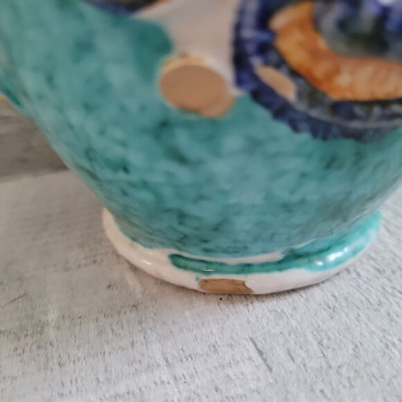 Vintage Daruta Italy Hand-Painted Ceramic Vase With Ornate Handles & Scenic Moti - Picture 4 of 8